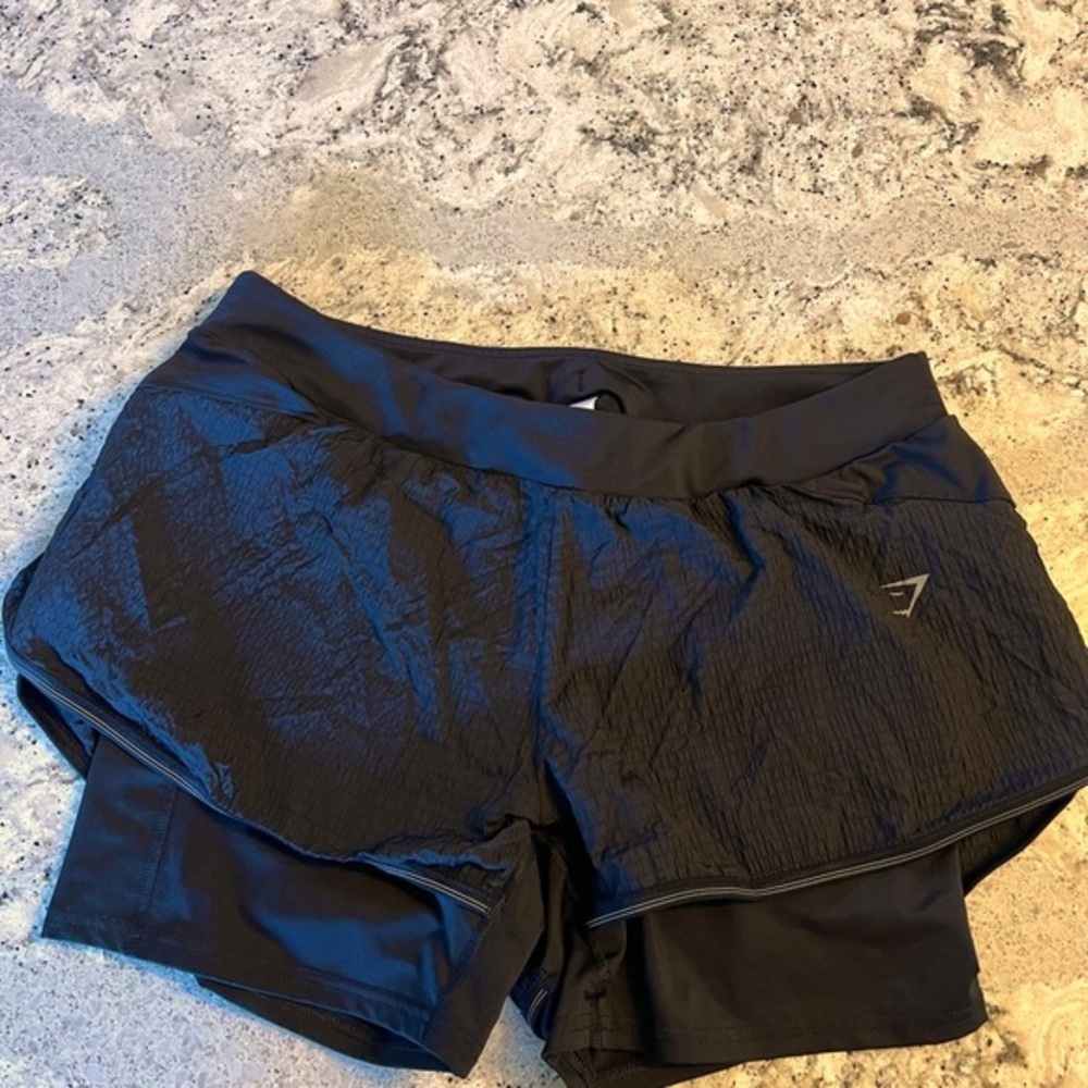 GYMSHARK Black Athletic Shorts Moisture-Wicking Lightweight